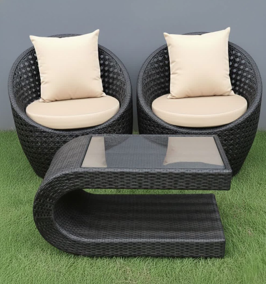Rattan Coffee Set (2 round chairs with table)