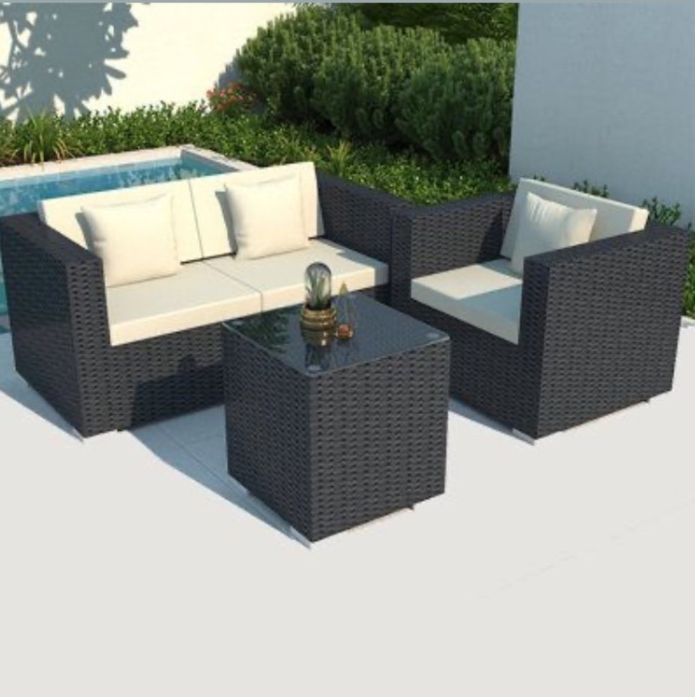 3 Seater Rattan Sofa Set with Table (2 Seater + Single Seat)