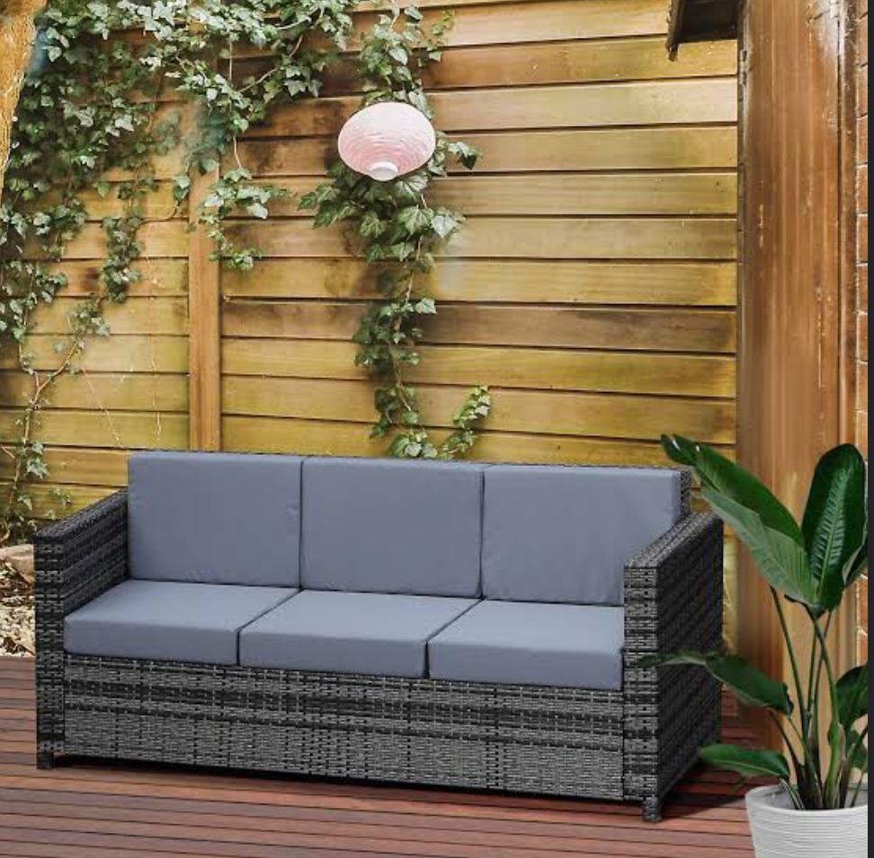Rattan High Back 3 Seater Sofa Set