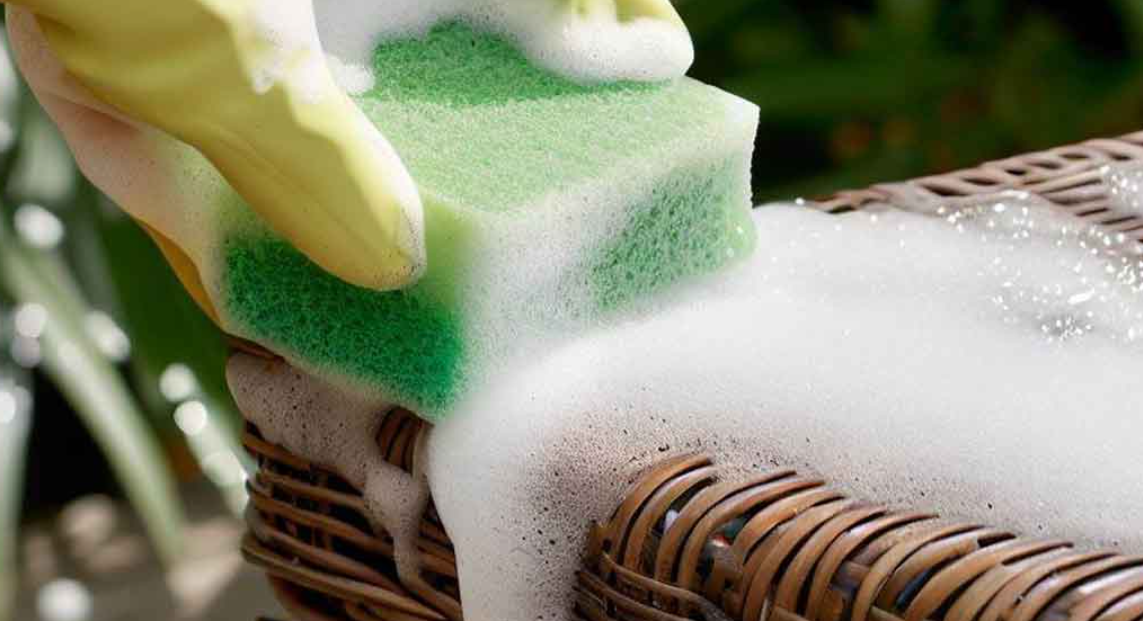 cleaning synthetic outdoor rattan furniture weave
