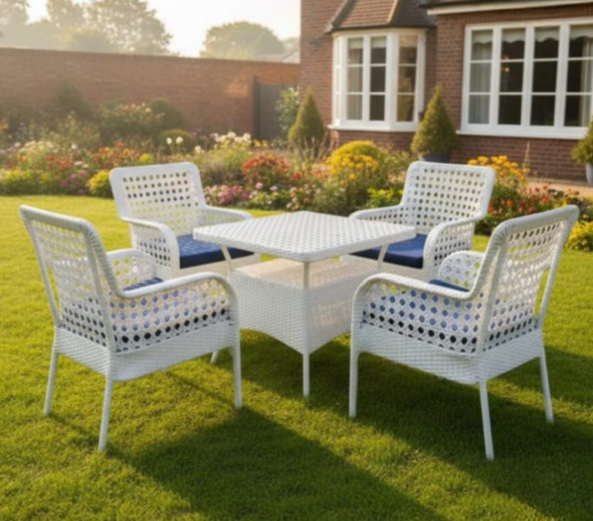 4 Seater Dining Set with Table – Outdoor Rattan Dining Furniture