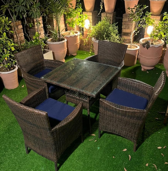 4 Seater Dining Set with Table – Outdoor Rattan Dining Furniture